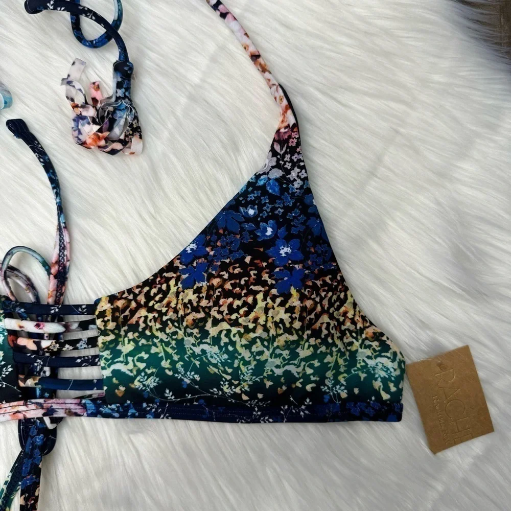 NWT Rachel Roy Midnight Garden Floral Bikini Top Small